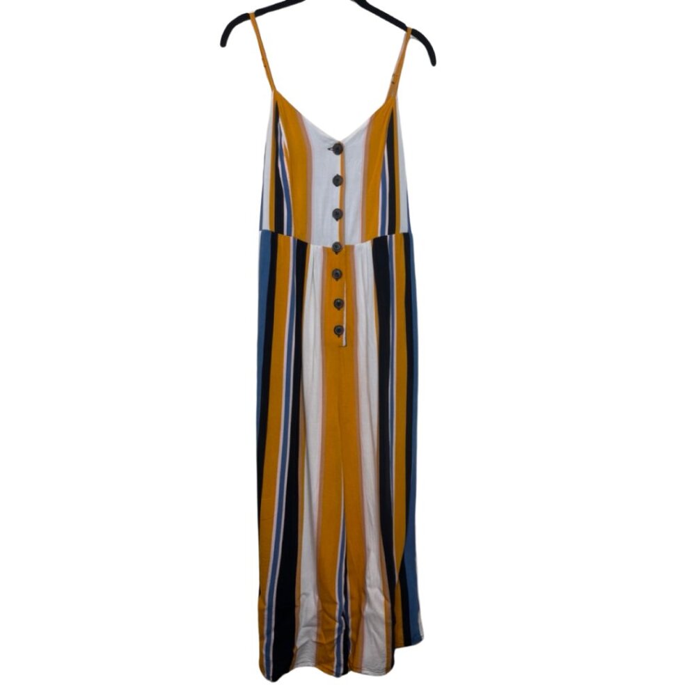 JAPNA | Women's Relaxed Fit Multicolor Striped Wide Leg Jumpsuit | Size L